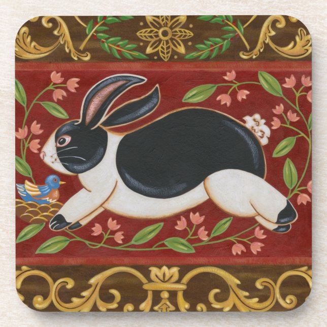 Folk Rabbit Untersetzer (Vorderseite)