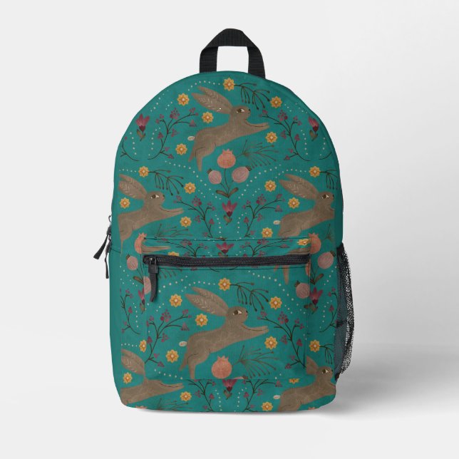 Folk Rabbits Bedruckter Rucksack (Vorderseite)