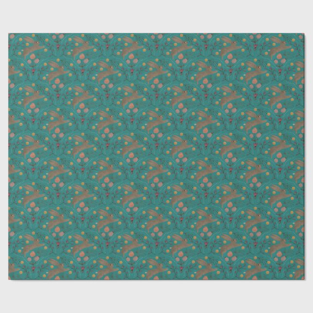 Folk Rabbits Geschenkpapier (Saum)