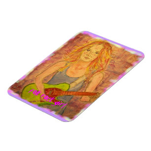 folk rock girl art magnet