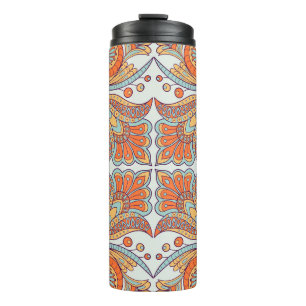 Folk Stil, Blumenmuster. Thermosbecher