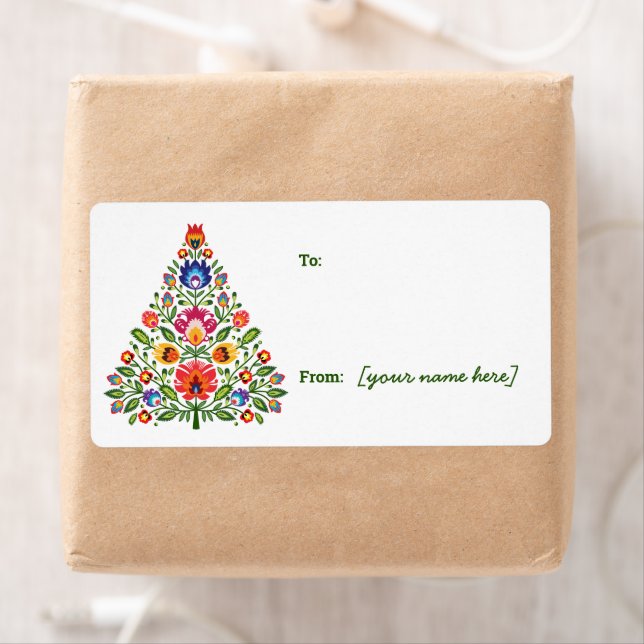 Folk-Verzauberung: Weihnachtsbaum-Geschenksticker (Insitu)
