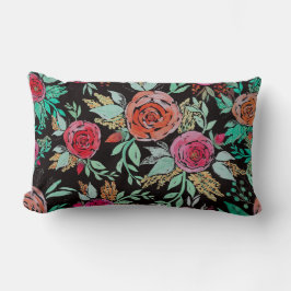 Folk Watercolor Flowers Lendenkissen