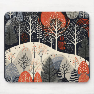 Folk Winter Night Landschaft Mousepad
