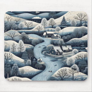 Folk Winter Village Mousepad