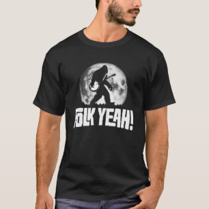 Folk Yeah Funny Bigfoot Banjo Retro Music Graphic T-Shirt