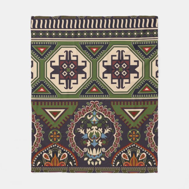 Folk-Ziermuster nahtlos Muster. Geometrie Fleecedecke (Vorderseite)