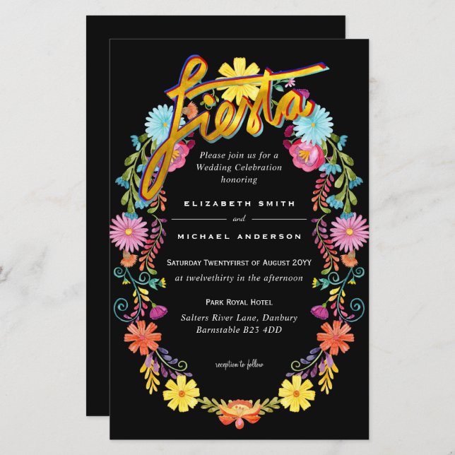 Folkart Blume Fiesta Wedding Einladung Boda (Vorne/Hinten)