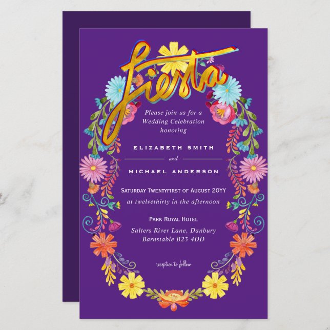 Folkart Blume Fiesta Wedding Einladung Boda (Vorne/Hinten)