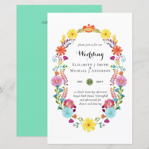 Folkart Blume Fiesta Wedding Einladung Boda