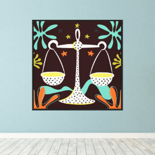 Folkart Boho Libra Skala Abstrakt Zodiac Leinwanddruck