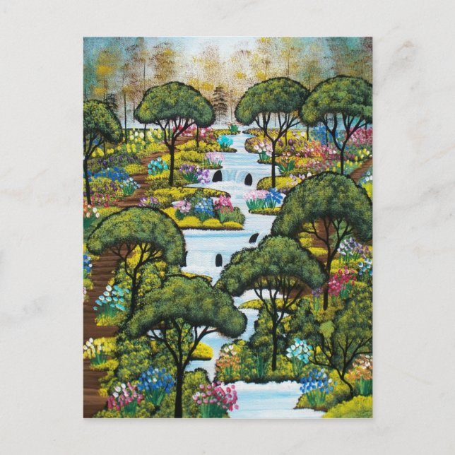 FOLKART Frühmorgens VON LORI EVERETT Postkarte (Vorderseite)