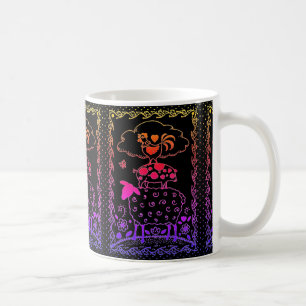 FOLKART LANDTIERE SCHAFENSCHAFT ROOSTER Primitiv Kaffeetasse