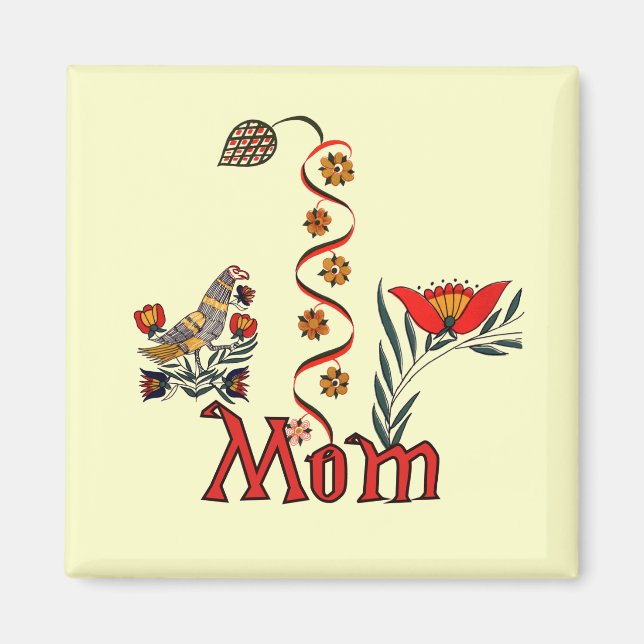 Folkart Mama T - Shirt und Geschenke Magnet (Vorne)