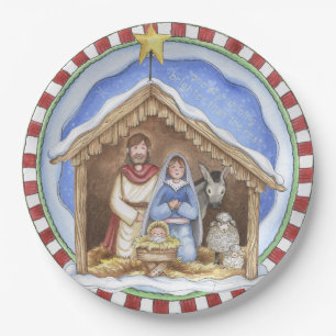 Folkart Nativity-Papier-Teller Pappteller
