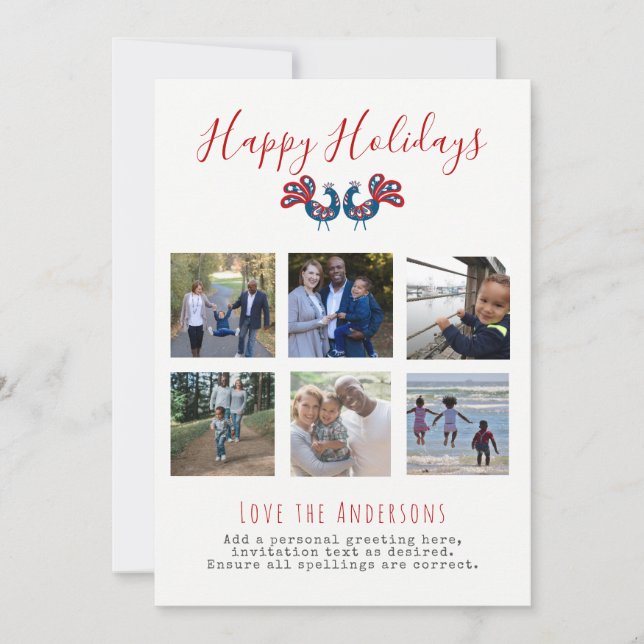 FOLKART Weihnachts FOTO COLLAGE Grußkarten Feiertagskarte (Vorderseite)