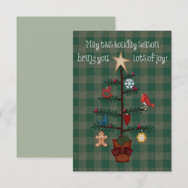 Folkart Weihnachtsbaum Karierte Felt Look (Vorne/Hinten)