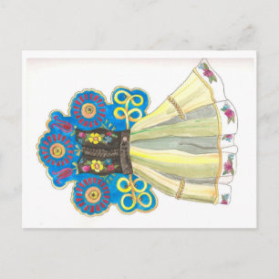 Folkkleid Traditionelles polnisches Kostüm Wasserf Postkarte