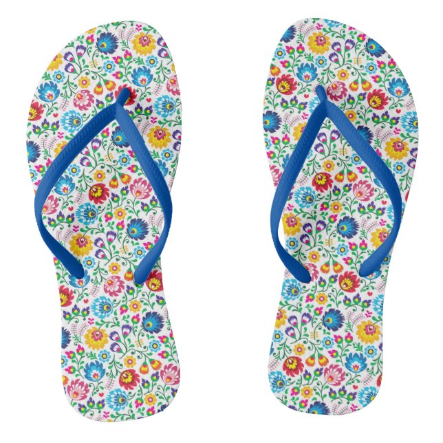 Folkkunst Blume Muster 2 Flip Flops (Fußbett)