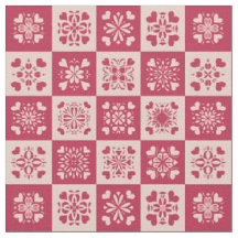 Folkkunst Gestricktes Herzmuster Rot und Rosa