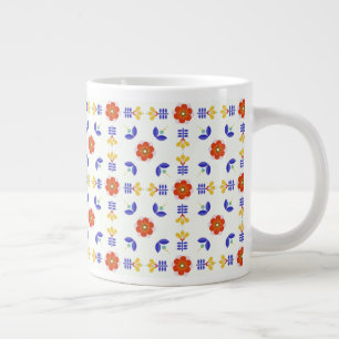 Folkkunst Neon Blume Geometrisches Muster Jumbo-Tasse