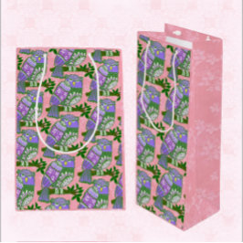 Folkkunst Owl Lila Rosa Geschenktüte Für Weinflaschen