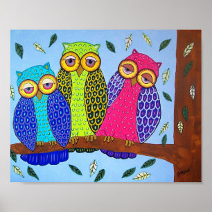 Folkkunst Owl Print Poster