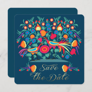 Folkkunstkarte Save the Date Hochzeitstag-Jubiläum