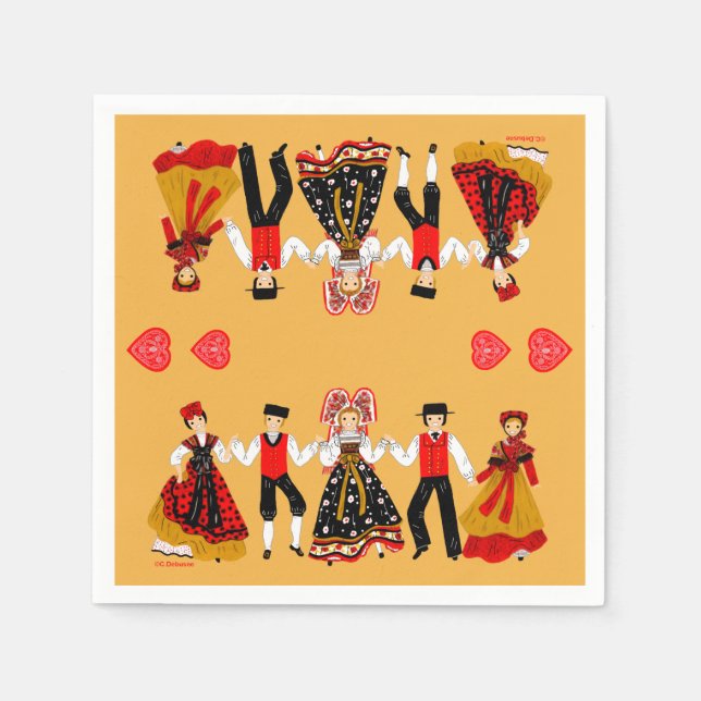 Folklore Alsacien, Frankreich Serviette (Vorderseite)