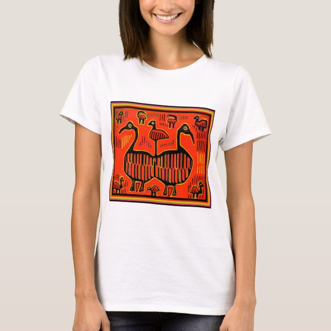 Folklore Art farbenfrohe Vögel T-Shirt (Vorderseite)