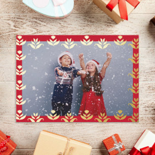 Folklore Art Floral Border Niedlich gemütlich Rust Folien Feiertagskarte