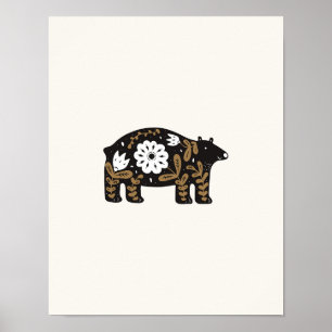 Folklore Bär Kinderzimmer Druck Vintage Poster