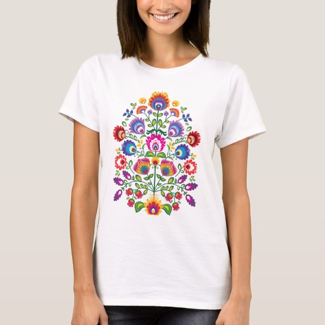 Folklore-Blume, Farbmix 3 T-Shirt (Vorderseite)