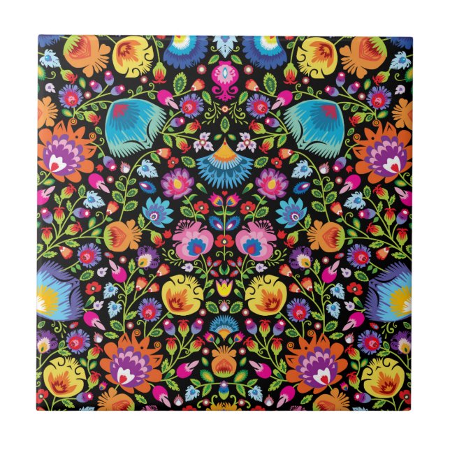 Folklore Blume Wycinanki  Fliese (Vorderseite)