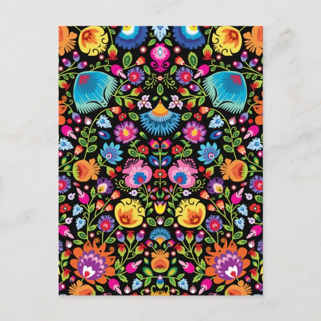 Folklore Blume Wycinanki Postkarte (Vorderseite)