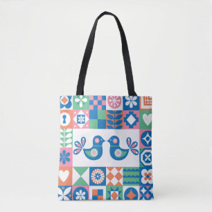 Folklore-Blumenkarte: Skandinavisches Design.