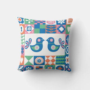 Folklore-Blumenkarte: Skandinavisches Design. Kissen