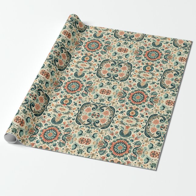 Folklore Charm: Kunst-Wrapping Paper Geschenkpapier (Ungerollt)