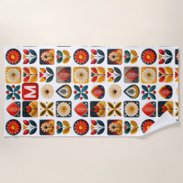 Folklore Floral Summer Vibes - Personalisiertes Mo Strandtuch