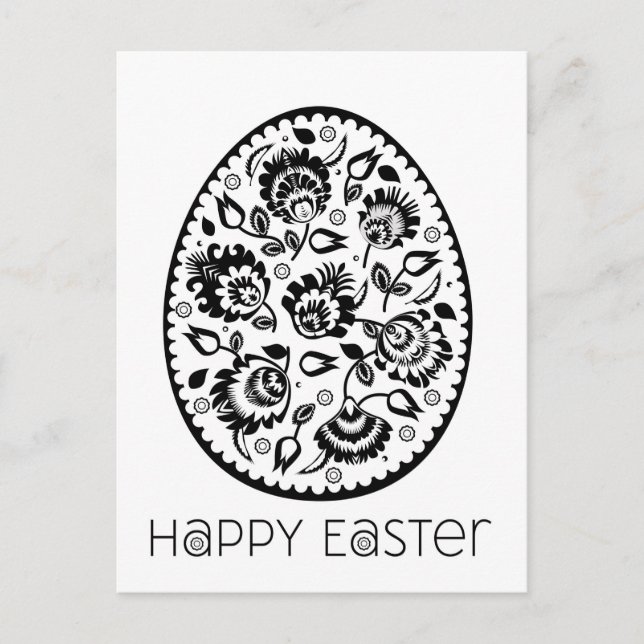 Folklore Happy Oaster Black&White [egg] Postkarte (Vorderseite)