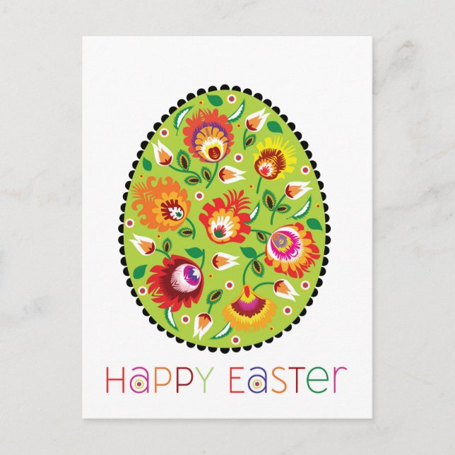Folklore Happy Oaster [egg] Postkarte (Vorderseite)