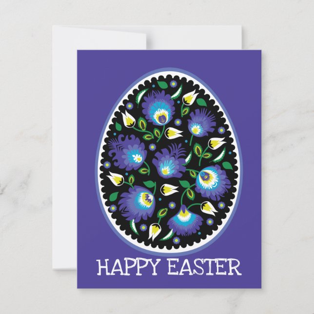 🐤 🐰 Folklore Happy Oaster Flat Karte (Vorderseite)