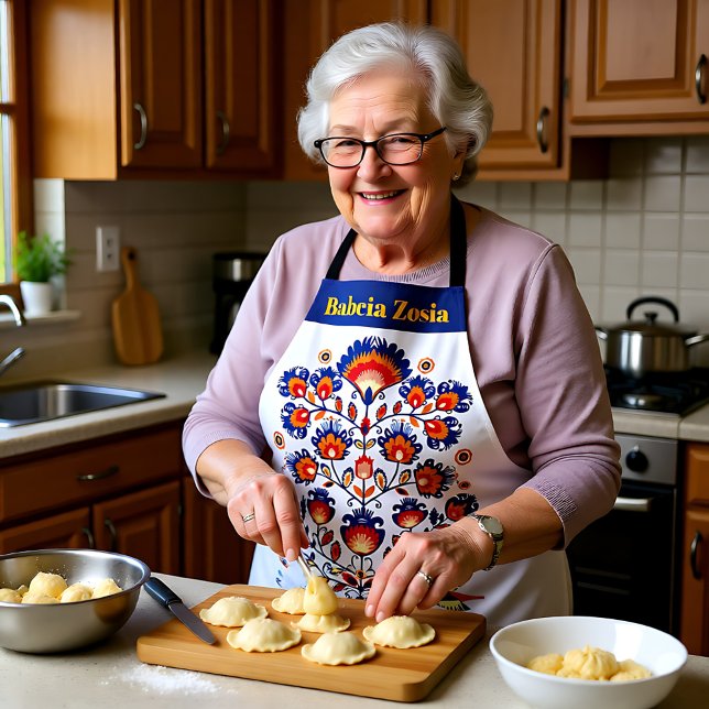 Folklore mit Blau und Orange Schürze (Folklore with blue and orange apron)