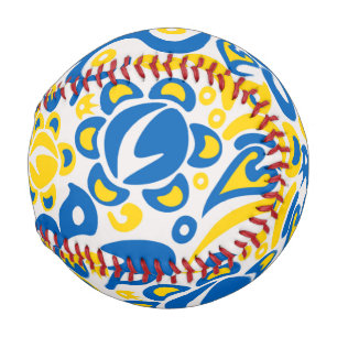 Folklore-Muster mit ukrainischen Flaggenfarben Baseball