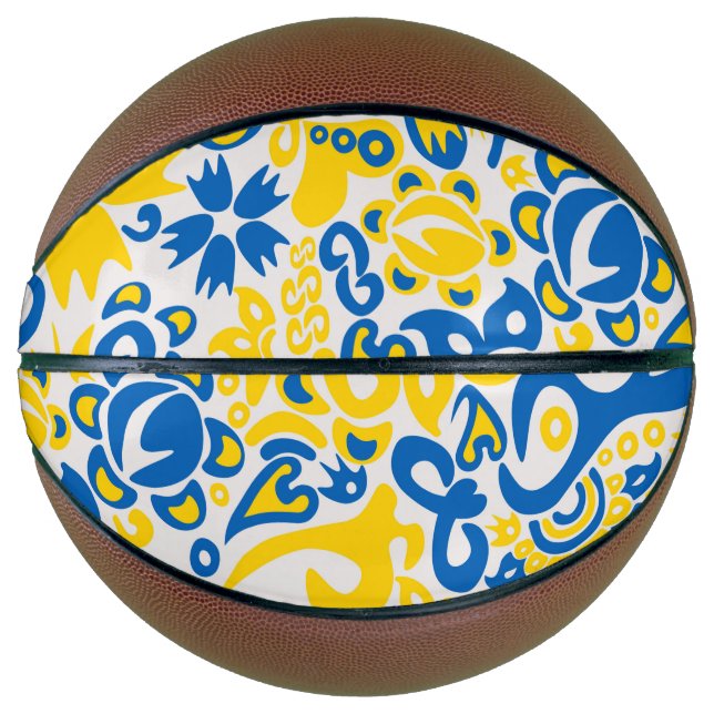 Folklore-Muster mit ukrainischen Flaggenfarben Basketball (Vorderseite)