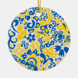Folklore-Muster mit ukrainischen Flaggenfarben Keramik Ornament