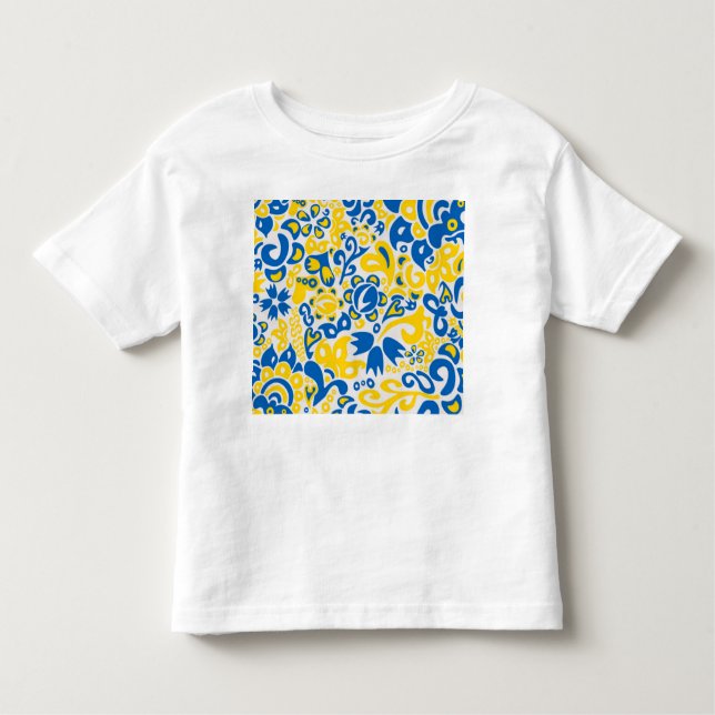 Folklore-Muster mit ukrainischen Flaggenfarben Kleinkind T-shirt (Vorderseite)