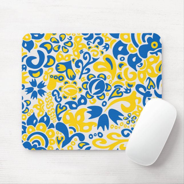 Folklore-Muster mit ukrainischen Flaggenfarben Mousepad (Mit Mouse)