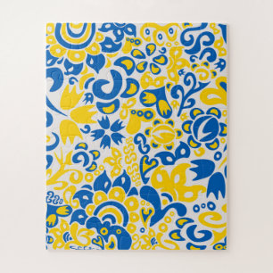 Folklore-Muster mit ukrainischen Flaggenfarben Puzzle