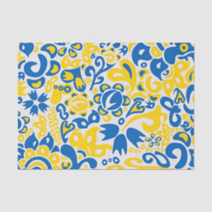 Folklore-Muster mit ukrainischen Flaggenfarben Seidenpapier